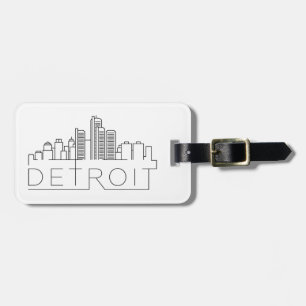 Detroit Stylized Skyline Bagagelabel