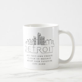 Detroit Stylized Skyline | Custom Slogan Koffiemok