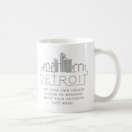 Detroit Stylized Skyline | Custom Slogan Koffiemok (Rechts)