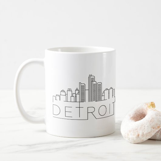 Detroit Stylized Skyline Koffiemok (Met donut)