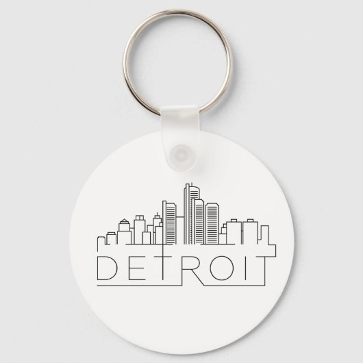 Detroit Stylized Skyline Sleutelhanger (Voorkant)