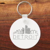 Detroit Stylized Skyline Sleutelhanger (Voorkant)