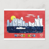 Detroit The Motor City Skyline License Bord Art Briefkaart (Voorkant)
