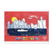 Detroit The Motor City Skyline License Bord Art