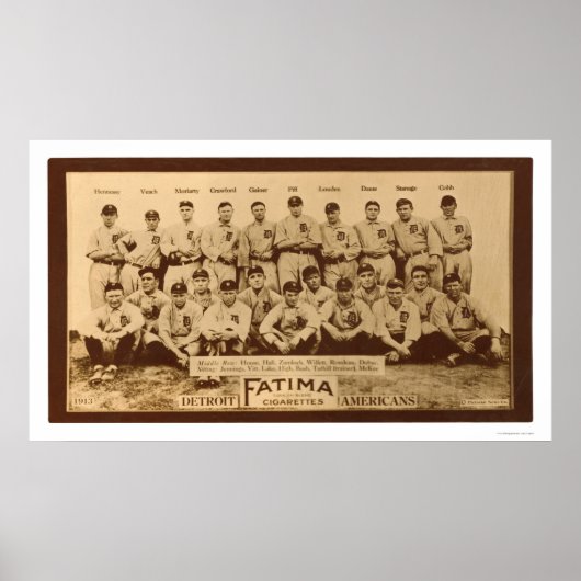 Detroit Tigers Baseball 1913 Poster (Voorkant)