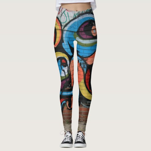 Detroit Urban Graffiti Street Art Yoga Leggings (Voorkant)