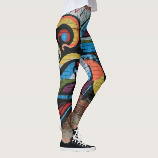 Detroit Urban Graffiti Street Art Yoga Leggings (Rechts)