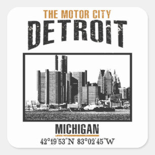 Detroit Vierkante Sticker
