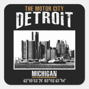 Detroit Vierkante Sticker