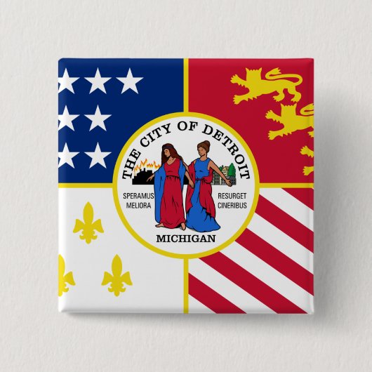 Detroit-vlag Vierkante Button 5,1 Cm (Voorkant)