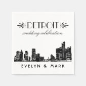 Detroit Wedding Celebration Black City Skyline Servetten (Voorkant)