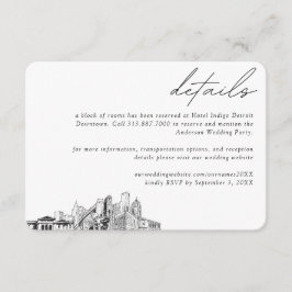 Detroit Wedding Hotel Kamer Blok Details Klein Informatiekaartje