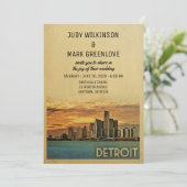Detroit Wedding Invitation Michigan Kaart (Staand voorkant)