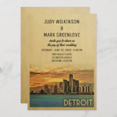 Detroit Wedding Invitation Michigan Kaart (Voorkant / Achterkant)