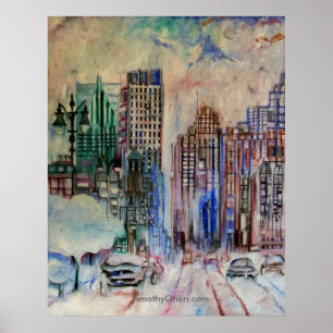 Detroit Wintry Halcyon Canvas afdrukken Poster