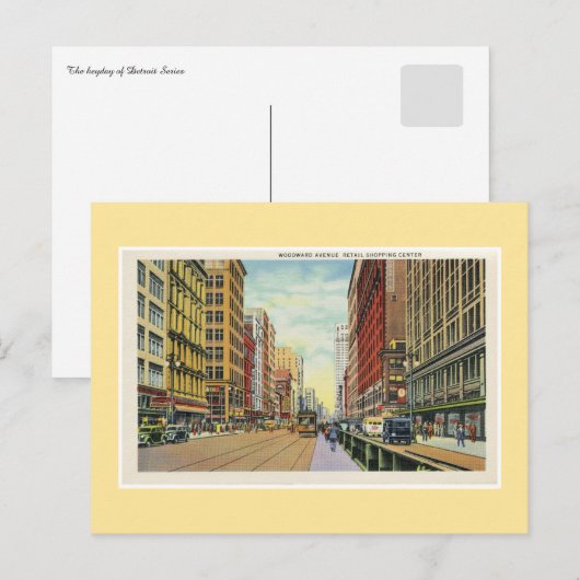  Detroit Woodward Av-winkelcentrum Briefkaart (Voorkant / Achterkant)