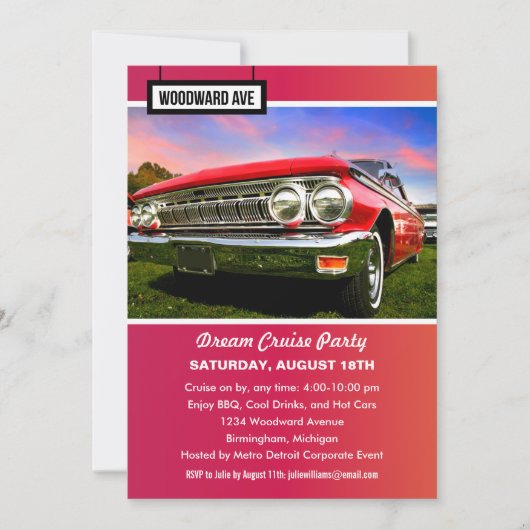 Detroit Woodward Dream Cruise Party Kaart (Voorkant)