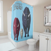 Detroit Zoo Rood Wit Blauw Bizon Douchegordijn (In situ)