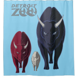 Detroit Zoo Rood Wit Blauw Bizon Douchegordijn
