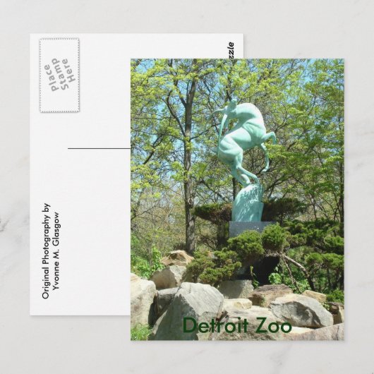 Detroit Zoo Statue Post Card Briefkaart (Voorkant / Achterkant)