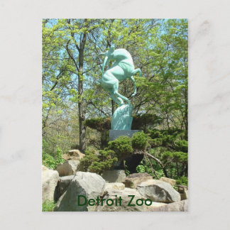 Detroit Zoo Statue Post Card Briefkaart