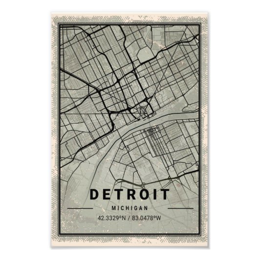 detromap print poster canvas | michigan (Voorkant)