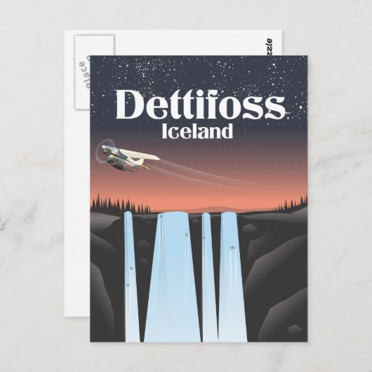 Dettifoss IJsland reisposter. Briefkaart (Voorkant / Achterkant)