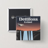 Dettifoss IJsland reisposter. Vierkante Button 5,1 Cm (Voorkant /achterkant)
