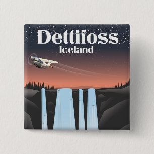 Dettifoss IJsland reisposter. Vierkante Button 5,1 Cm