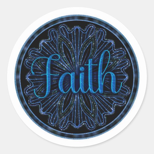 Deugd Geloof Mandala Ronde Sticker (Voorkant)