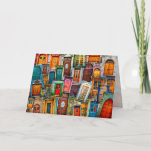 Deur Art Blank All Occasion Travel Kleurrijk 5x7 Feestdagen Kaart