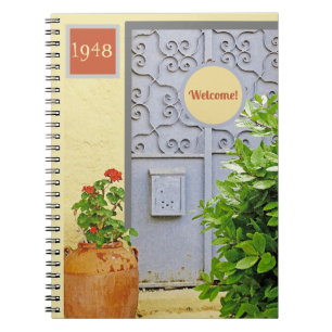DEUR & BLOEMEN IN TERRACOTTA POT NOTITIEBOEK