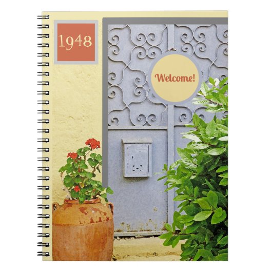 DEUR & BLOEMEN IN TERRACOTTA POT NOTITIEBOEK (Voorkant)