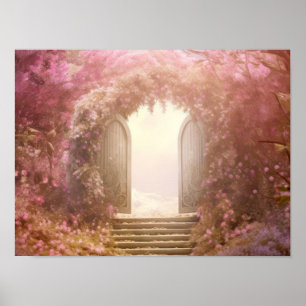 Deur in rustige tuin Relax Inspire Poster