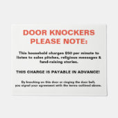 DEUR KNOCKERS LET OP Nieuwigheidsteken waarschuwin Deurmat (Voorkant)