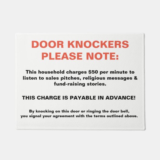 DEUR KNOCKERS LET OP Nieuwigheidsteken waarschuwin Deurmat (Voorkant)