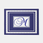 Deur Mat Initiaal M Monogram Blue White (Voorkant)