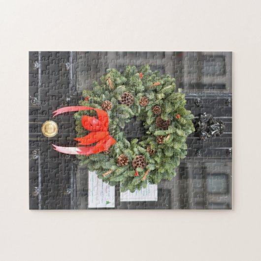 Deur met kerstmis, Londen, Engeland Legpuzzel (Horizontaal)