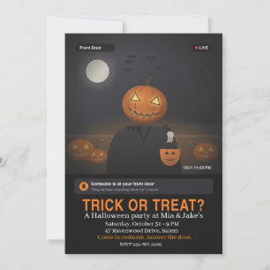 Deurbel Cam Pompoen Hoofd Angstaanjagend Halloween Kaart