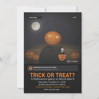 Deurbel Cam Pompoen Hoofd Angstaanjagend Halloween Kaart