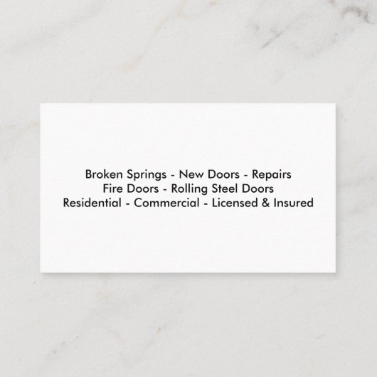 Deurdienst Visitekaartje (Achterkant)