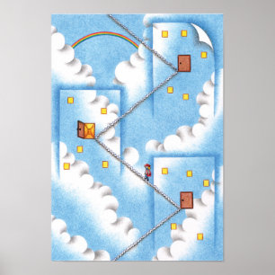 Deuren en trappen in de lucht. poster