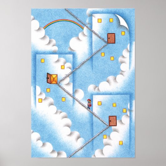 Deuren en trappen in de lucht. poster (Voorkant)