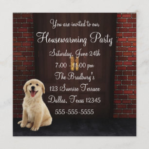 Deuren Hond Bakstenen Muur Housewarming Feest Kaart