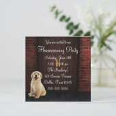 Deuren Hond Brick Wall Housewarming Party Kaart (Staand voorkant)