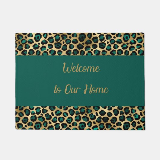 Deuren in Faux Gold en Blauwgroen design van luipa Deurmat (Voorkant)