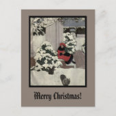  deuren met rode zwarte kerstbomen voor jonge vrou briefkaart (Voorkant)