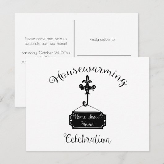 Deuren Plaque Home Sweet Home Housewarming Party | Uitnodiging Briefkaart (Voorkant / Achterkant)