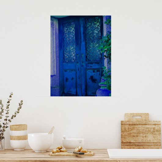 Deuren van blauw poster (Keuken)