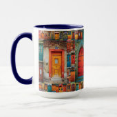 deuren van het Wereld Patroonblauw Modern Mok (Links)